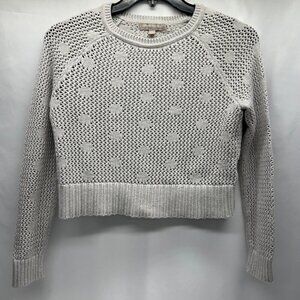 Banana Republic Petite S Open Knit Textured Cropped Sweater in Bone Color